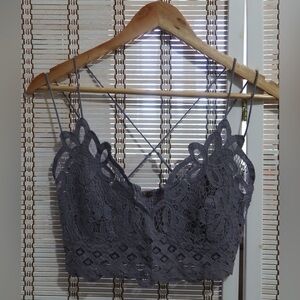 Free People Lace Bandeau in Charcoal